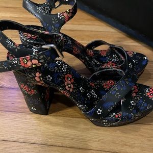 Nine West floral platform heels